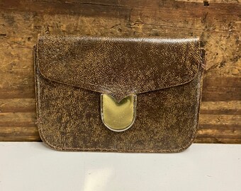 Vintage Brown Cowhide Leather Coin Purse - Snap Closure