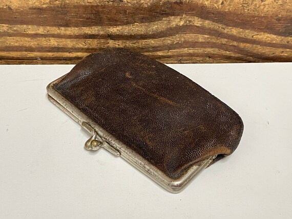 Antique Leather Coin Purse, Old Leather Coin Purse, L… - Gem