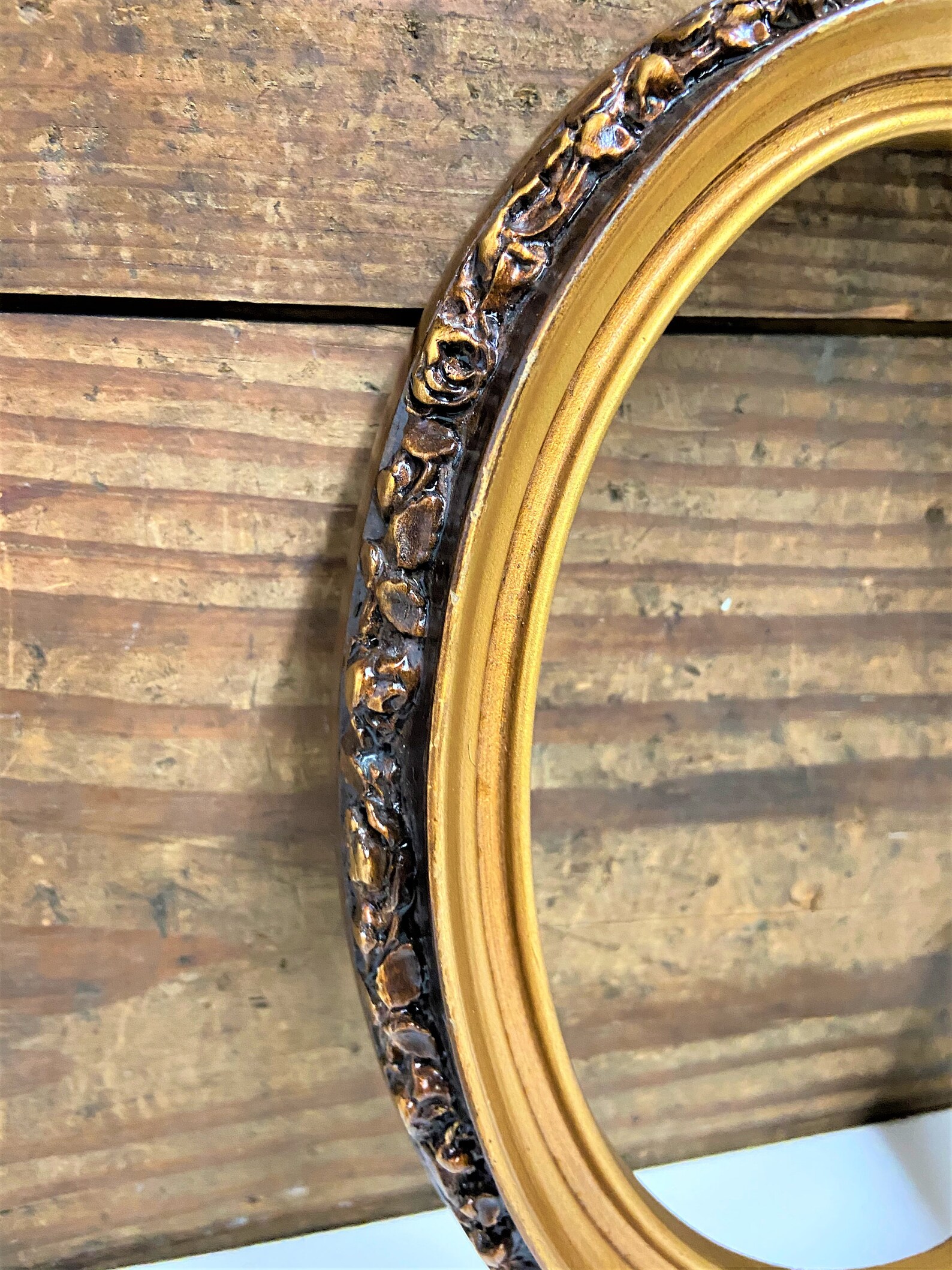 Beautiful Vintage Oval Wood Frame Carved Rose Border with Etsy