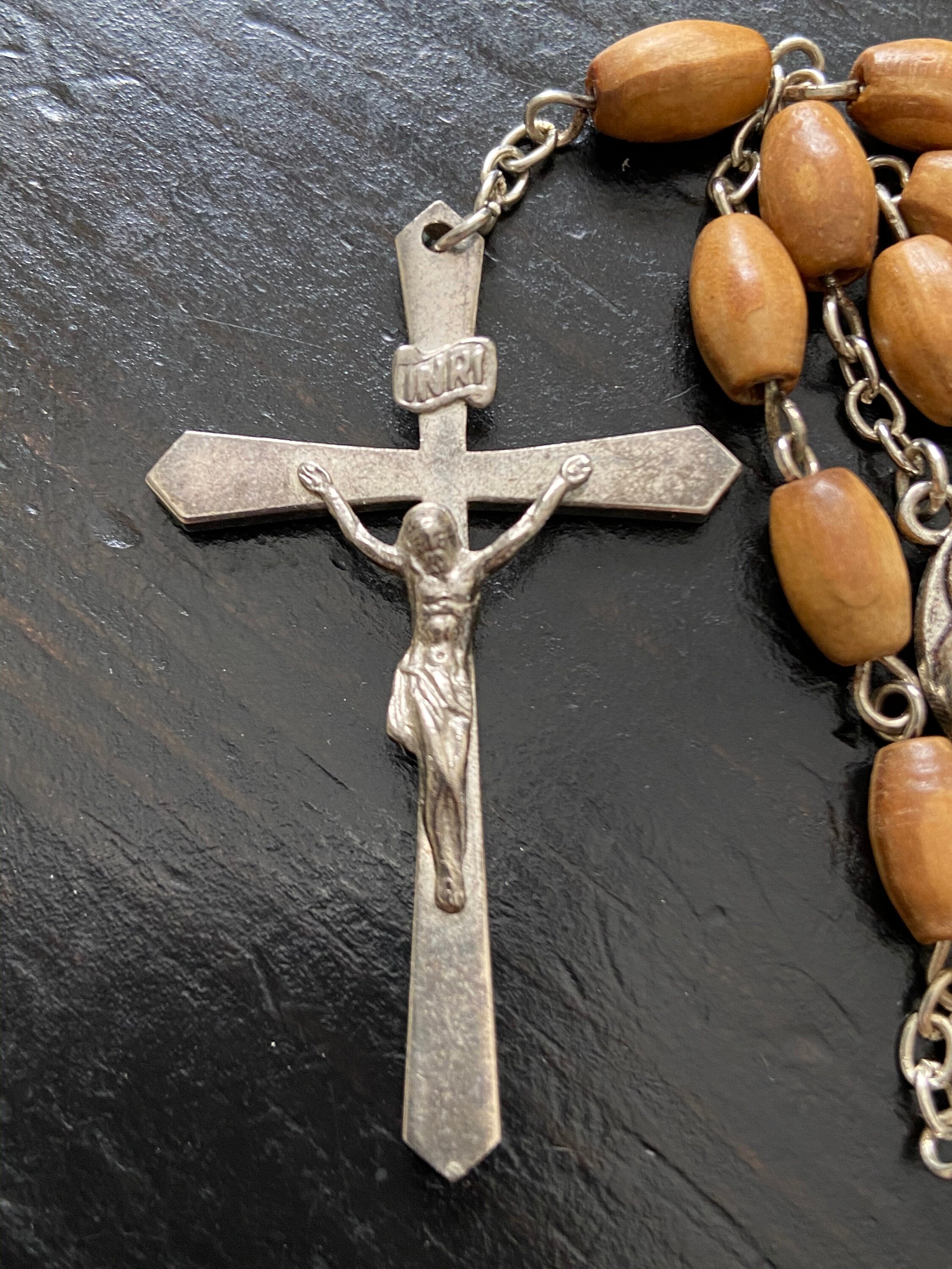Catholic Rosary Necklace With Jerusalem Cross - Holy Soil From Jerusalem, 20.5" Beaded Prayer Necklace For Men & Women