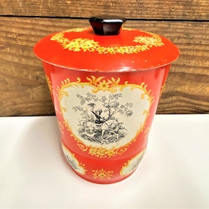 Vintage Red Floral Tin Made in England by Horner&#39;s, Vintage Candy Tin, Retro Candy Tin, Retro Kitchen Decor, Keepsake Tin, Old Tin