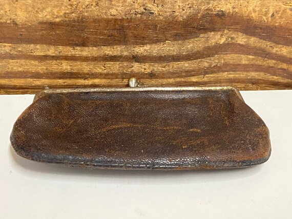 Antique Leather Coin Purse, Old Leather Coin Purse, L… - Gem