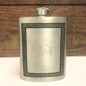 Vintage Monogrammed Visol Stainless Steel Metal Flask, Letters DFR Monogram, Vintage Liquor Flask, Vintage Silver Flask , Whiskey Flaskt