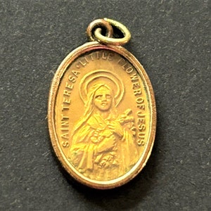 Antique Framed St Terese Medal: Religious Pendant