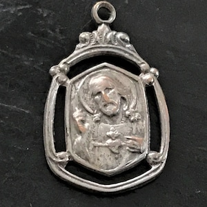 Vintage Sacred Heart of Jesus Religious Medal/Pendant, Bronze Sacred Heart Medal, Our Lady Of My Carmel, Vintage Catholic Medal