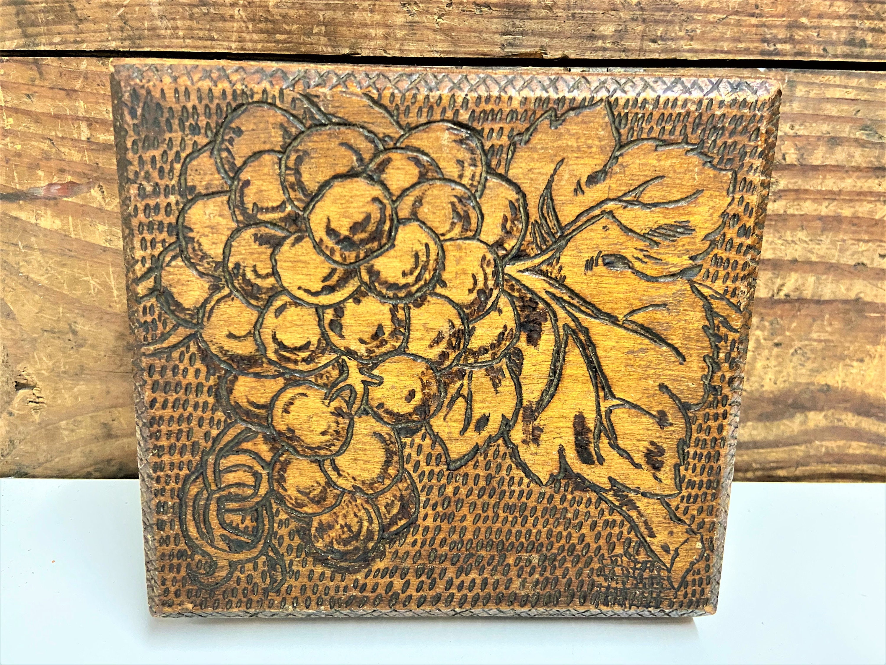 Vintage Flemish Wood Box Flemish Art Grape Leaf Design Etsy
