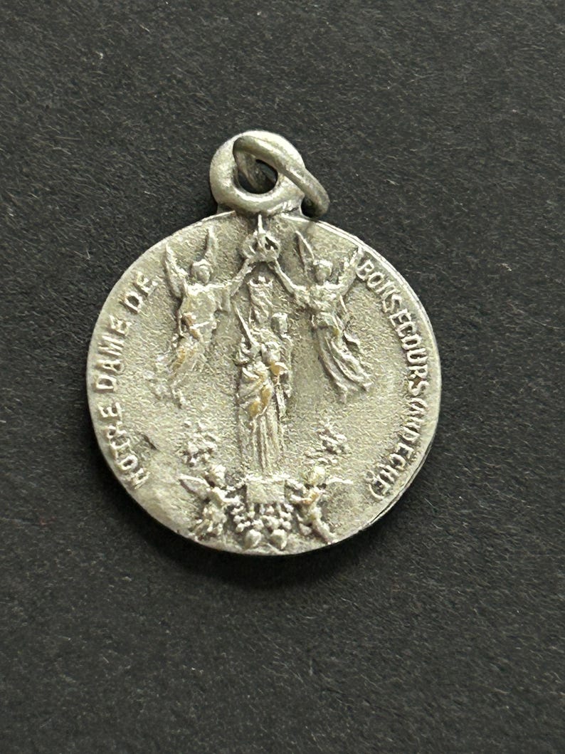 Vintage Blue Enamel Religious Medal of Our Lady of Lourdes, Notre Dame ...