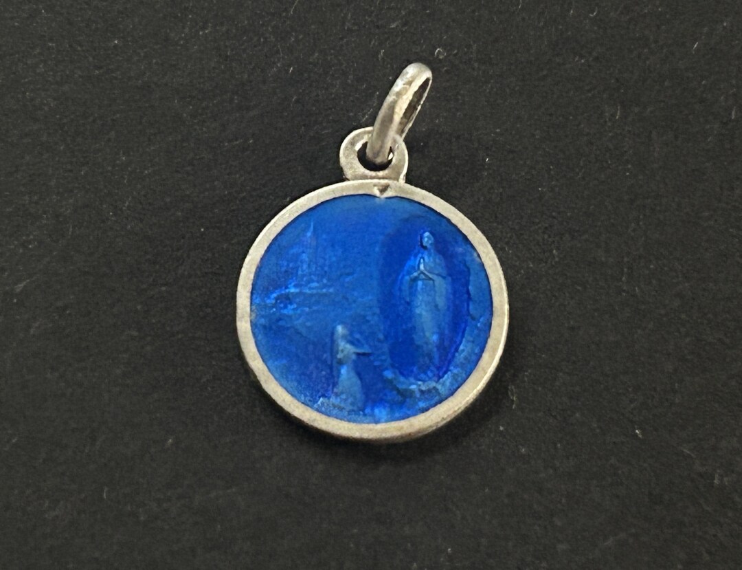 Vintage Blue Enamel Our Lady of Lourdes Souvenir Medal - Catholic ...