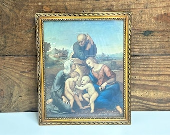Antique Madonna and Child Print: Bonifacio Veronese, Gold Frame