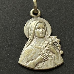 Antique French Signed St Therese Medal/Charm/Pendant, Figural Sainte Therese, Beautiful Raised Details