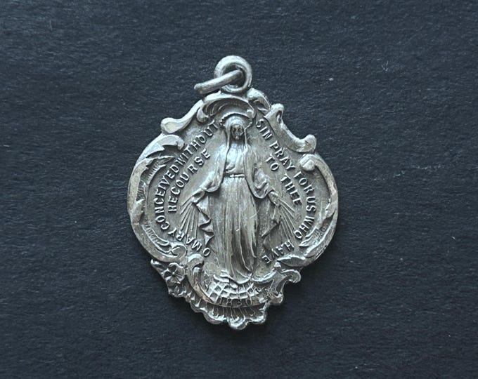 Vintage Sterling 1830 Miraculous Medal, Catholic Sterling Medal ...