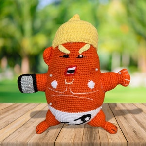 Crochet Donald Trump Figurine | President Trump Stuffed Doll | Small Donald Trump Amigurumi | Crochet Gifts, Handmade Toys, Unique Gifts