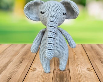 Crochet Elephant Stuffed Animal Toy | Amigurumi Elephant Decor | Handmade Elephant Gifts | Plush Elephant Baby Decor | Cuddly Crochet