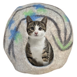 Aesthetic Wool Cat Cave House, Crochet Cat Cocoon Bed, Cat Hideaway Cozy Kitty House, Felt Cat Bed Furniture, Cat Hiding Bed for Large Cats