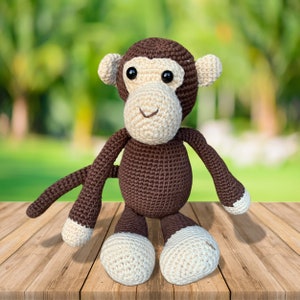 Crochet Mini Monkey Plush Toy | Amigurumi Cuddly Monkey Figurine | Brown Monkey Stuffed Animal | Small Monkey Soft Toy | Baby Shower Gifts