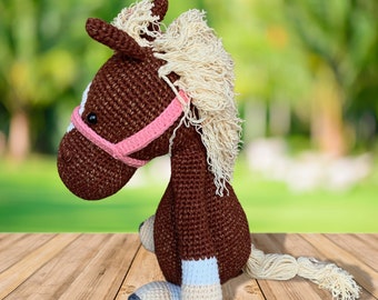 Cute Crochet Horse Plush Toy | Fluffy Miniature Pony Stuffed Animal | Small Amigurumi Horse Figurine | Handmade Mini Pony | Nursery Decor