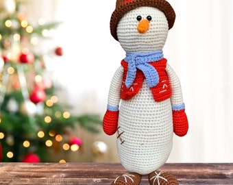Christmas Snowman Winter Doll | Crocheted Snowman Doll | Stuffed Snowman Plush Toy | Cute Snowman Amigurumi | Christmas Decor | Snowman Gift