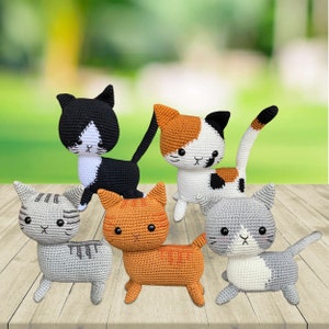 Crochet Cat Stuffed Animals | Orange Tabby Cat Amigurumi | Calico Cat Miniature | Tuxedo Cat Plush | Mini Crochet Cat Gray Tabby | Tiny Cats