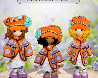 Handmade Crochet Dolls for Girls | Amigurumi Doll Black Hair | Soft Doll Brown Hair | Miniature Doll Blonde Hair | CHRISTMAS Birthday Gift