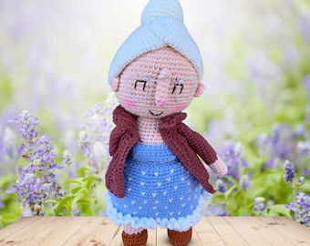 Gehäkelte Großmutter Handmade Doll | Miniatur Oma Amigurumi Spielzeug | Muttertagsgeschenk für alte Oma | Nettes kleines Geschenk für Oma