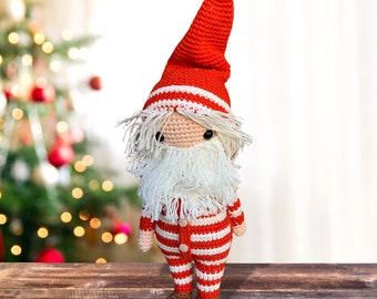 Cute Crochet Santa in Pajamas | Handmade Santa Claus | Amigurumi Santa Claus | Stuffed Father, Crochet Gifts, Christmas Decor and Soft Toys