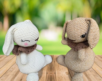 Cute Crochet Bunny Plush Toy - Amigurumi Bunny Figurine - Small Brown Bunny Rabbit - Mini Bunny Stuffed Animal - Stuffed Toy Gifts for Baby