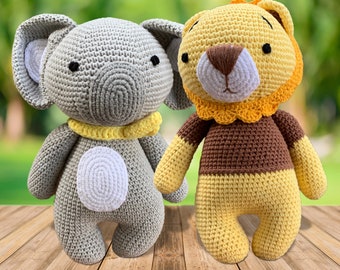 Crochet Lion and Koala Bear Set | Amigurumi Koala Bear Plushie | Soft Handmade Koala Bear with Lion | Koala Amigurumi Toy Gift
