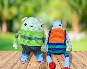 Crochet Minus and Pickles Amigurumi | Handmade Minus Plush Toy | Stuffed Pickles Plushie | Crocheted Toys, Unique Characters, Handmade Gifts