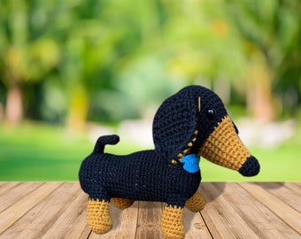 Hot Dog Dachshund Crochet | Amigurumi Dachshund Plush | Mini Dachshund Puppy | Miniature Dachshund Plushie | Mini Doxie Dog | Wiener Dog