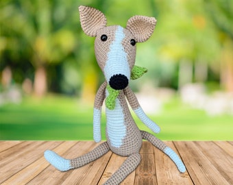 Miniature Italy Greyhound Plush Toy, Amigurumi Greyhound Crochet Toy, Mini Greyhound Figurine, Greyhound Plushie, Stuffed Whippet Soft Toy