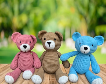 Crocheted Teddy Bears | Handcrafted Huggable Companions | Handmade Crocheted Stuffed Teddy Bear Plushie |  Modern Gifts for Kids