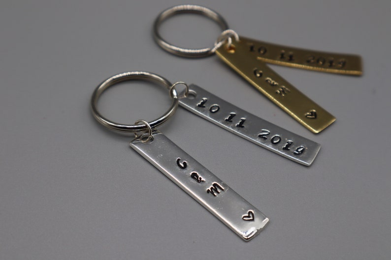 Anniversary Keychain Engraved Anniversary Keychain Gift for Boyfriend him Gift for Girlfriend her Relationship Anniversary Keychain