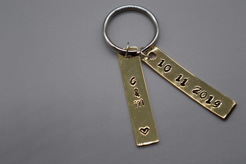 Anniversary Keychain Engraved Anniversary Keychain Gift for Boyfriend him Gift for Girlfriend her Relationship Anniversary Keychain