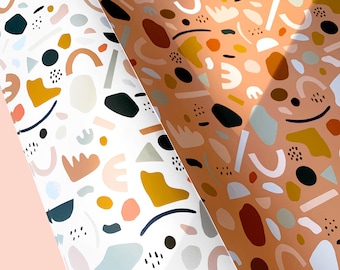 Abstract Terrazzo Gift Wrap 29" x 20" Sheet  / Wrapping Paper Sheet / Modern / Christmas & Holidays / Midcentury