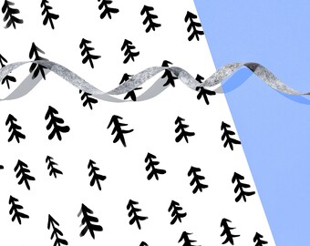 Skinny Trees Gift Wrap 29" x 20" Sheet  / Wrapping Paper Sheet / Modern Scandinavian Pattern for the Holidays, Christmas, Birthdays