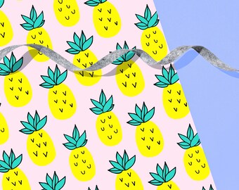 Pineapples Gift Wrap 29" x 20" Sheet  / Wrapping Paper Sheet / Modern Scandinavian Pattern for the Holidays, Christmas, Birthdays