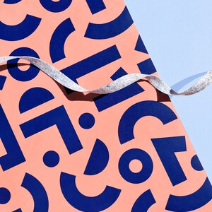 Geometry Gift Wrap 29" x 20" Sheet in Coral and Navy  / Wrapping Paper Sheet / Modern / Christmas & Holidays / Midcentury Geometric