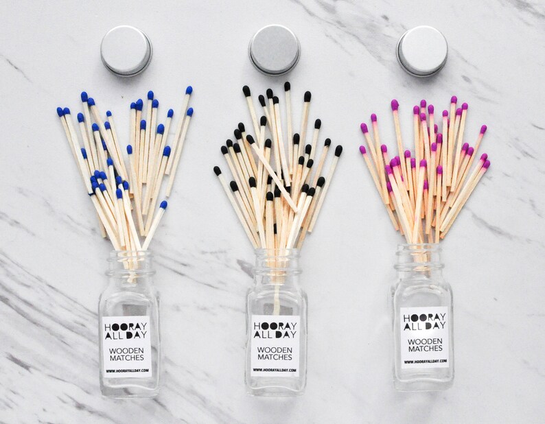 Fuchsia Pink Wooden Matches in Glass Bottle with Strike Strip Etsy