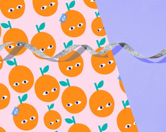 Sneaky Citrus Wrapping Paper Sheet - Gift Wrap 29" x 20" Sheet  / Wrapping Paper Sheet / Modern / Geometric