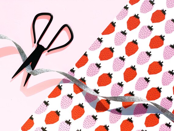 Strawberry Gift Wrap Strawberry Wrapping Paper, Strawberry