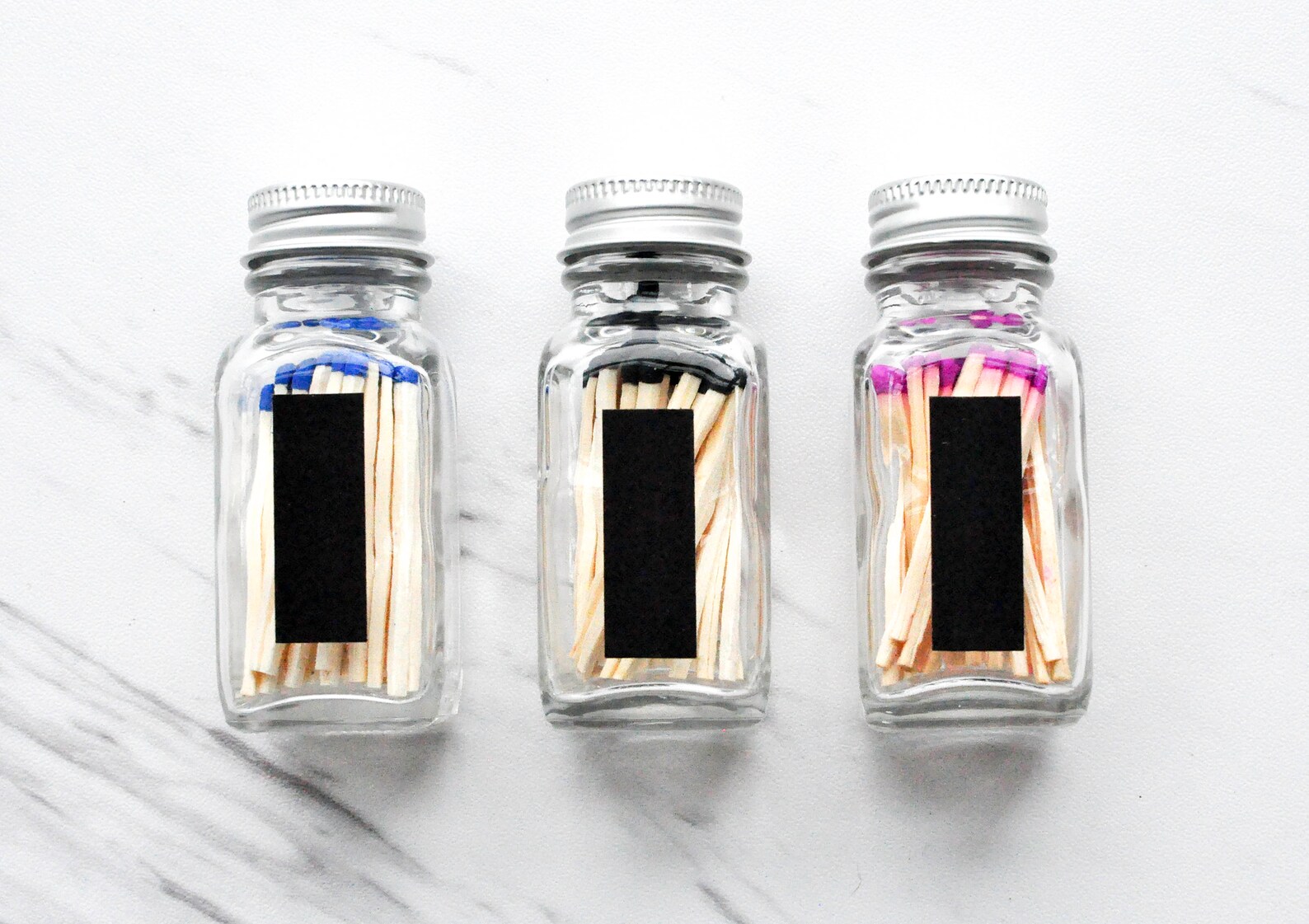 Black Tipped Wooden Matches in Glass Bottle with Strike Strip Etsy