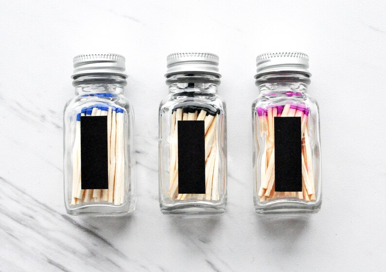 Fuchsia Pink Wooden Matches in Glass Bottle with Strike Strip Etsy