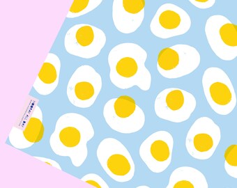Fried Eggies / Wrapping Paper / 29" x 20" Sheet / Gift Wrap Sheet / Modern Foodie