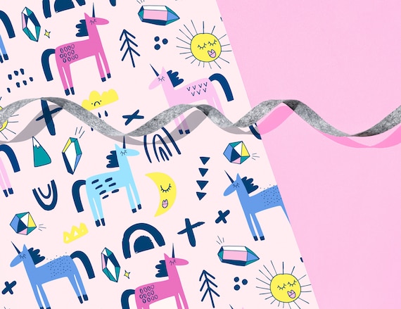 Unicorn Gift Wrap / Wrapping Paper - Pastels / 29" x 20" Sheet / Gift Wrap / Modern