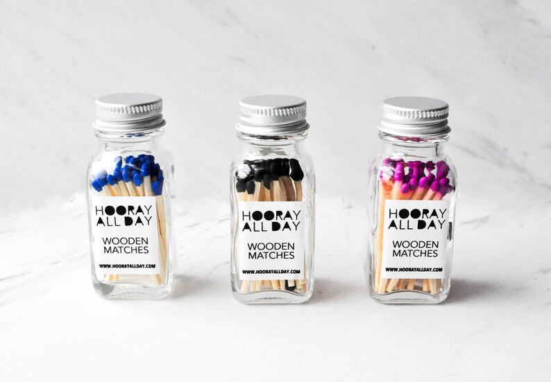 Fuchsia Pink Wooden Matches in Glass Bottle with Strike Strip Etsy