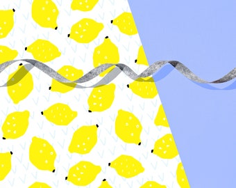 Lemon Gift Wrap 29" x 20" Sheet  / Wrapping Paper Sheet / Modern Scandinavian Pattern for the Holidays, Christmas, Birthdays