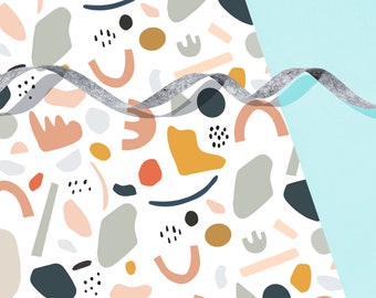Abstract Terrazzo Gift Wrap 29" x 20" Sheet  / Wrapping Paper Sheet / Modern / Christmas & Holidays / Midcentury