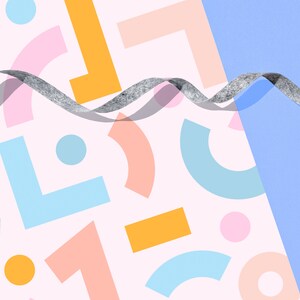 Geometry Gift Wrap 29" x 20" Sheet in Pastels  / Wrapping Paper Sheet / Modern / Christmas & Holidays / Midcentury Geometric