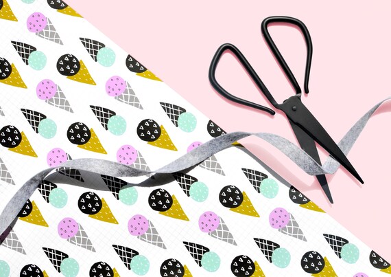 Ice Cream Gift Wrap 29" x 20" Sheet  / Wrapping Paper Sheet / Modern Sherbet Scandinavian Pattern for the Holidays, Christmas