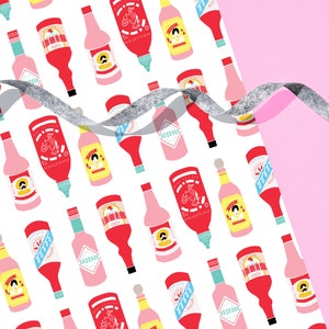 Hot Sauce Gift Wrap 29" x 20" Sheet  / Wrapping Paper Sheet / Modern Scandinavian pattern